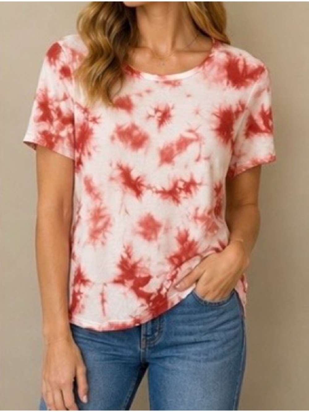 Prince & Fox Red and White Tie-Dye Marine Tee, Size Medium‎ - Picture 4 of 8